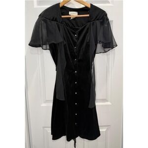 Jodi Michaels Vintage Black Velvet Dress Sz 13 Victorian Romantic Goth USA Made